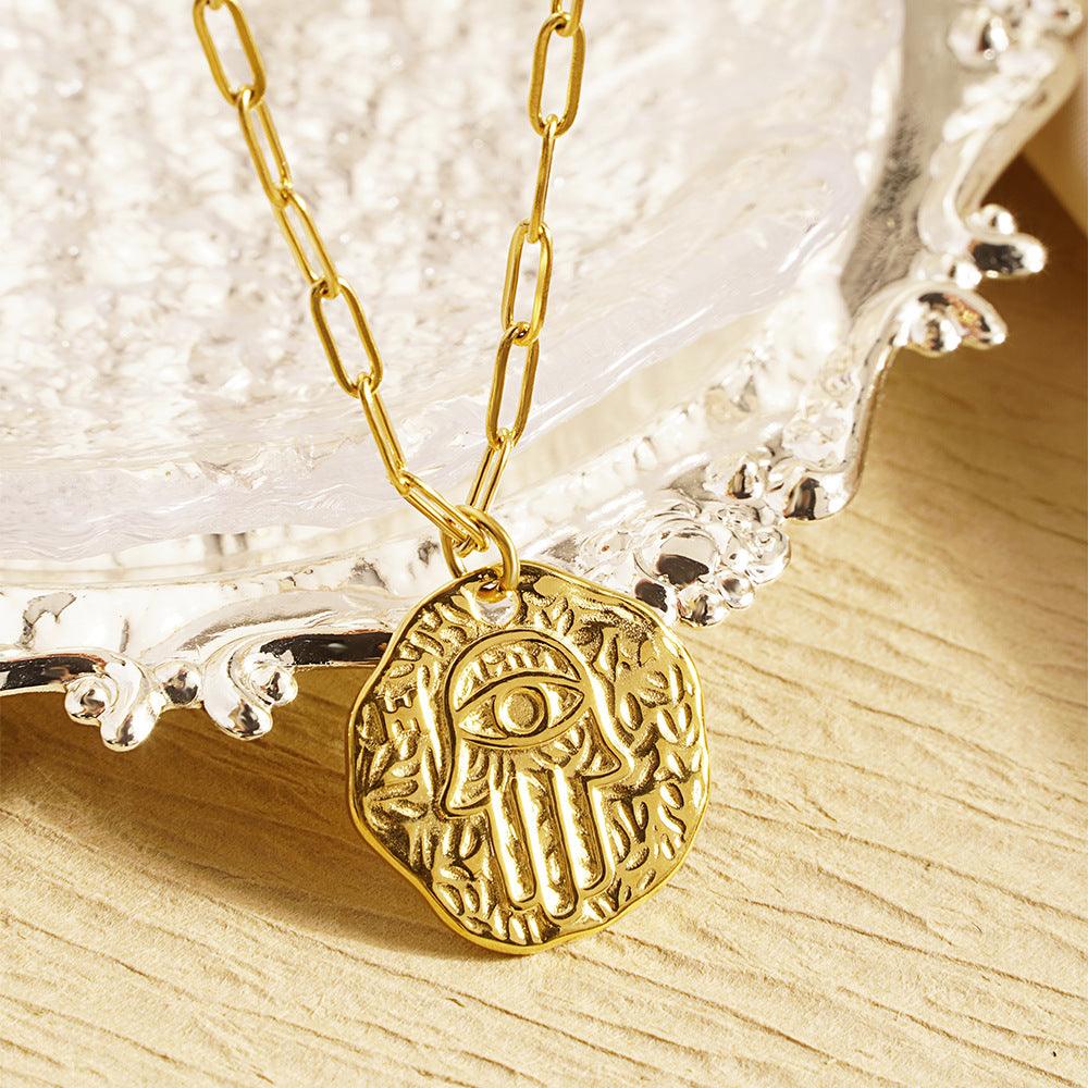 Vintage Hamsa Necklaces - Gold Plated Pendants Get Protection &amp; Attract Wisdom, Dispel Bad Luck Necklaces - KarmaLucky