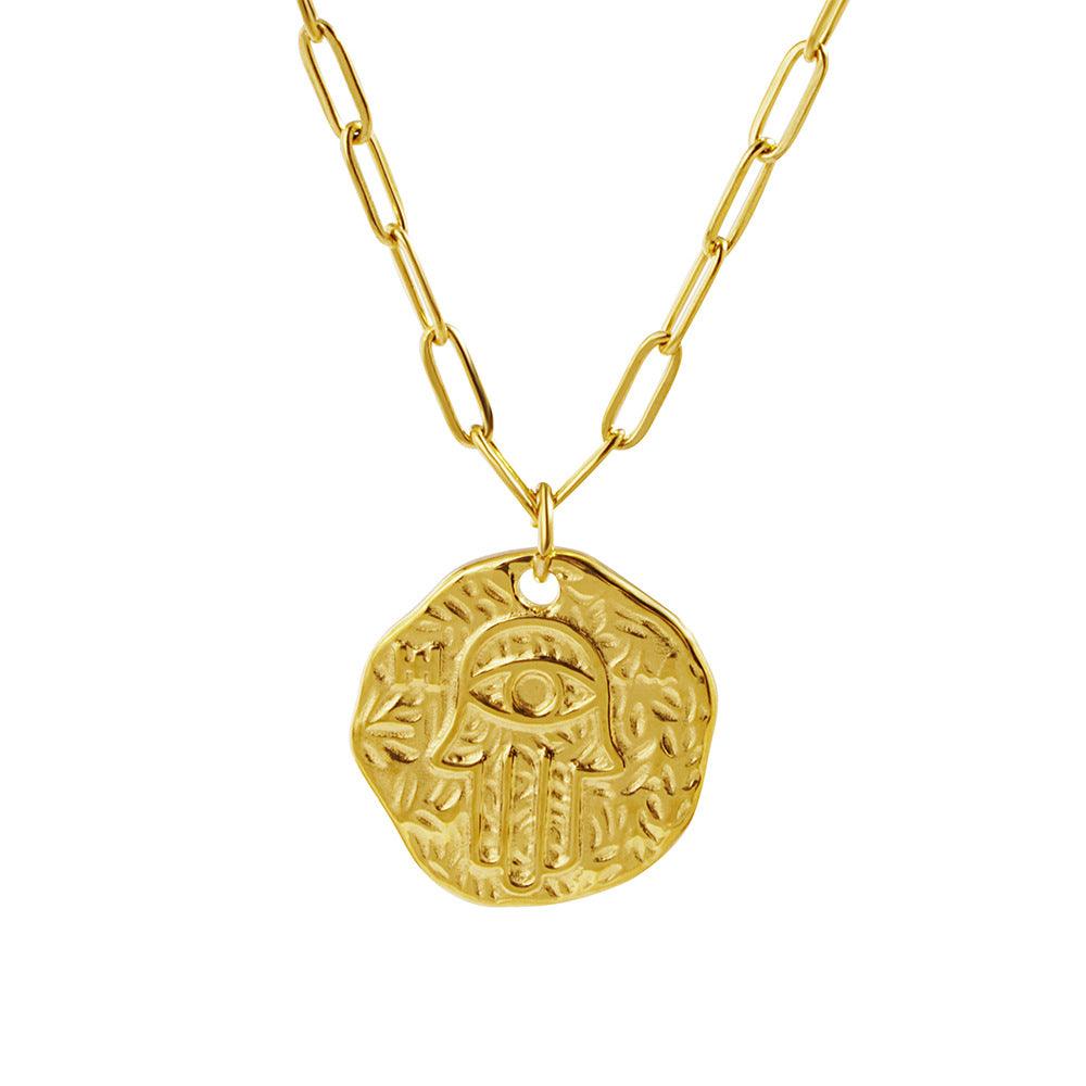 Vintage Hamsa Necklaces - Gold Plated Pendants Get Protection &amp; Attract Wisdom, Dispel Bad Luck Necklaces - KarmaLucky