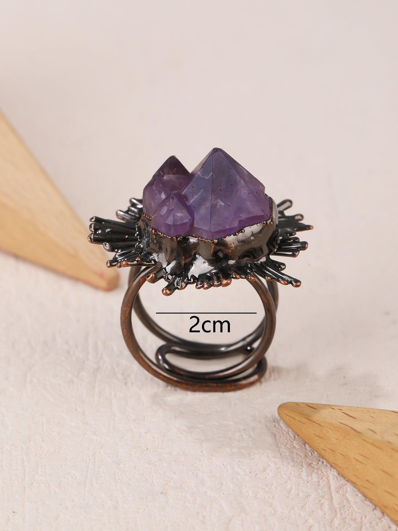 Vintage Natural Amethyst Sing, Purifying Energy, Adjustable - KarmaLucky